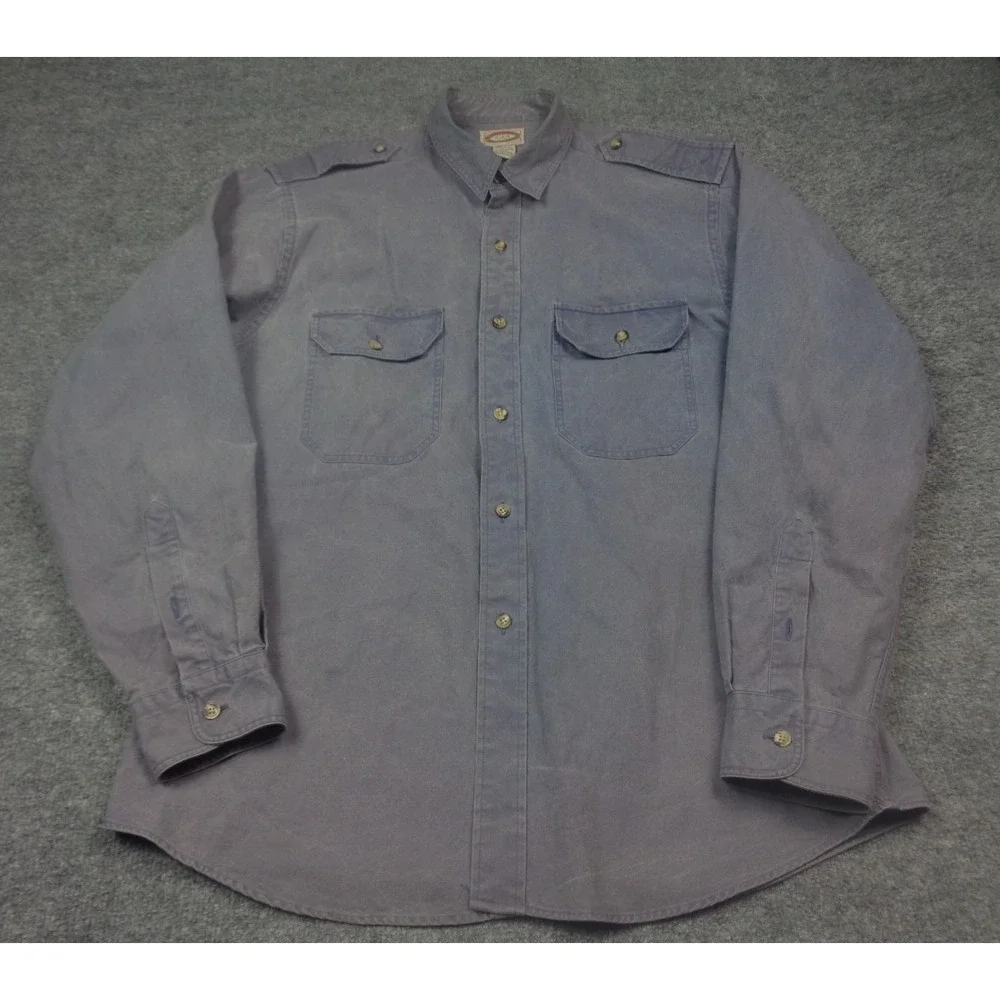 Vintage Banana Republic Shirt Mens Large Blue Chambray Workwear Hong Kong 90s